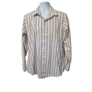 Vintage Oscar De La Renta Mens Striped Button Shirt Tall Fellow 16.5 USA